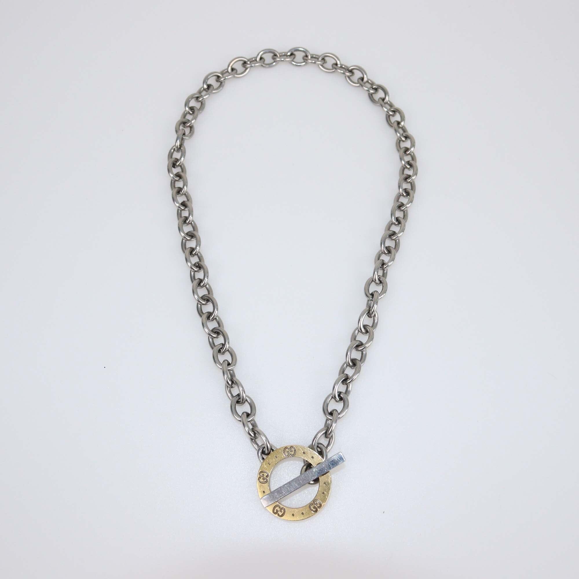 Gucci Icon 18k Yellow Gold Steel Necklace Womens Gucci 