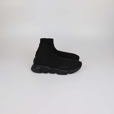 Balenciaga Black Knit Fabric Speed Trainer High Top Sneakers