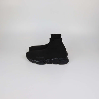 Balenciaga Black Knit Fabric Speed Trainer High Top Sneakers