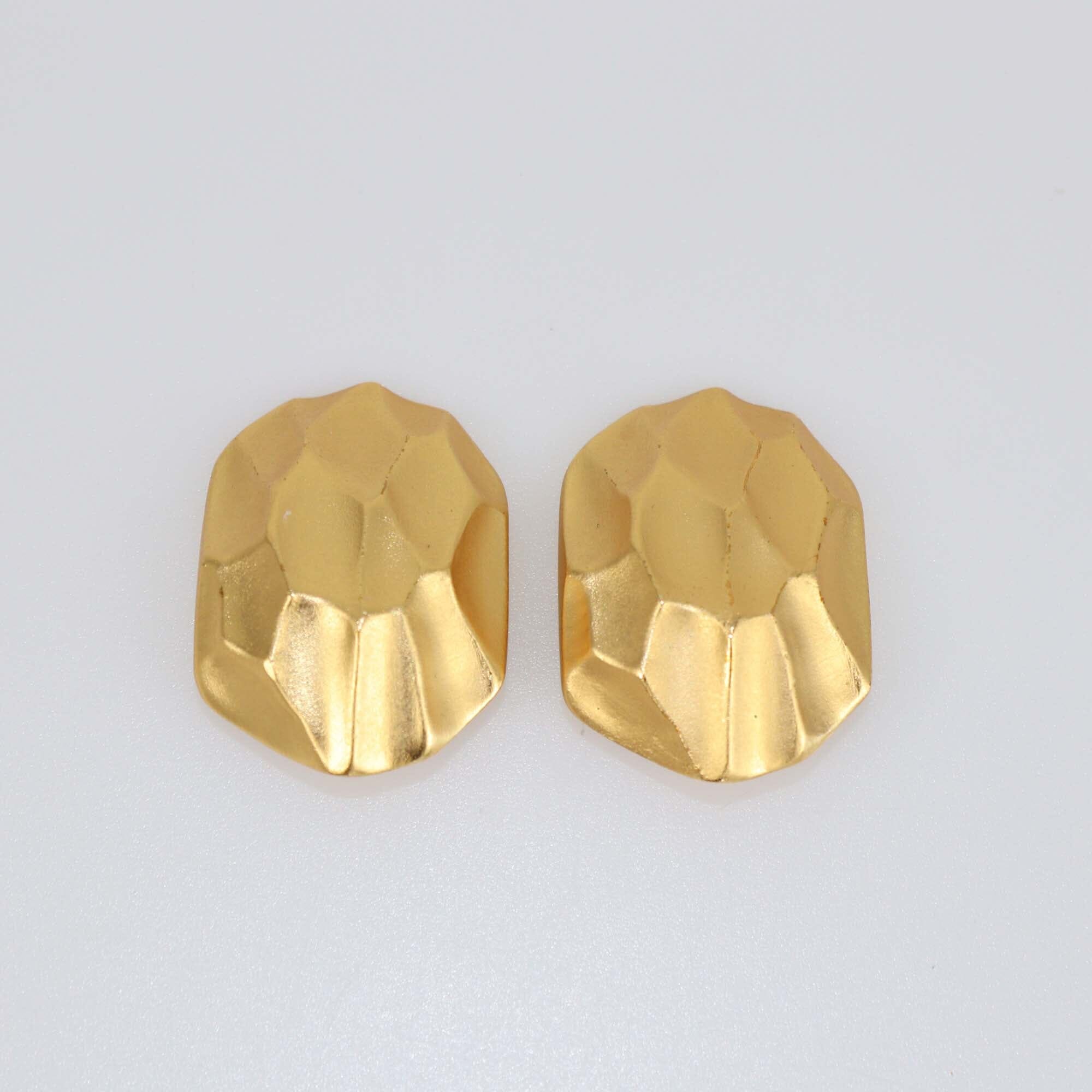 Yves Saint Laurent Gold Tone Honeycomb Clip On Earrings Womens Yves Saint Laurent 