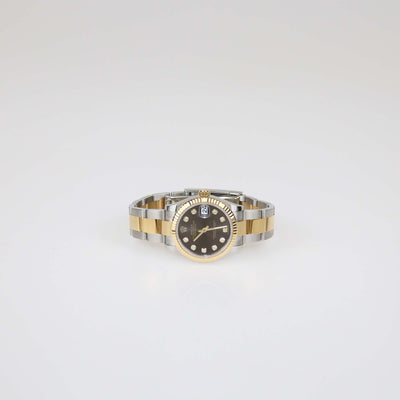 Rolex 18K Yellow Gold Oyster Steel Dark Grey Diamond Dial Datejust 31mm Watch