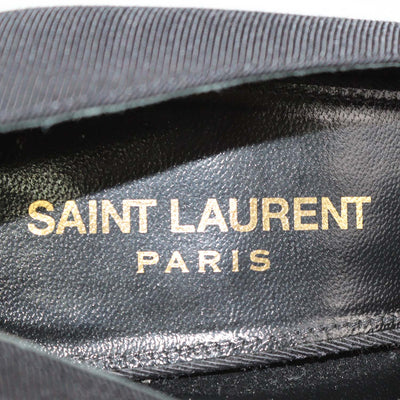 Saint Laurent Black Fabric Chain Embellished Pointed Toe Pumps