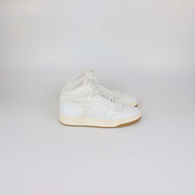 Saint Laurent White Leather and Fabric SL 80 High Top Sneakers