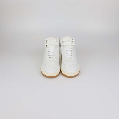 Saint Laurent White Leather and Fabric SL 80 High Top Sneakers