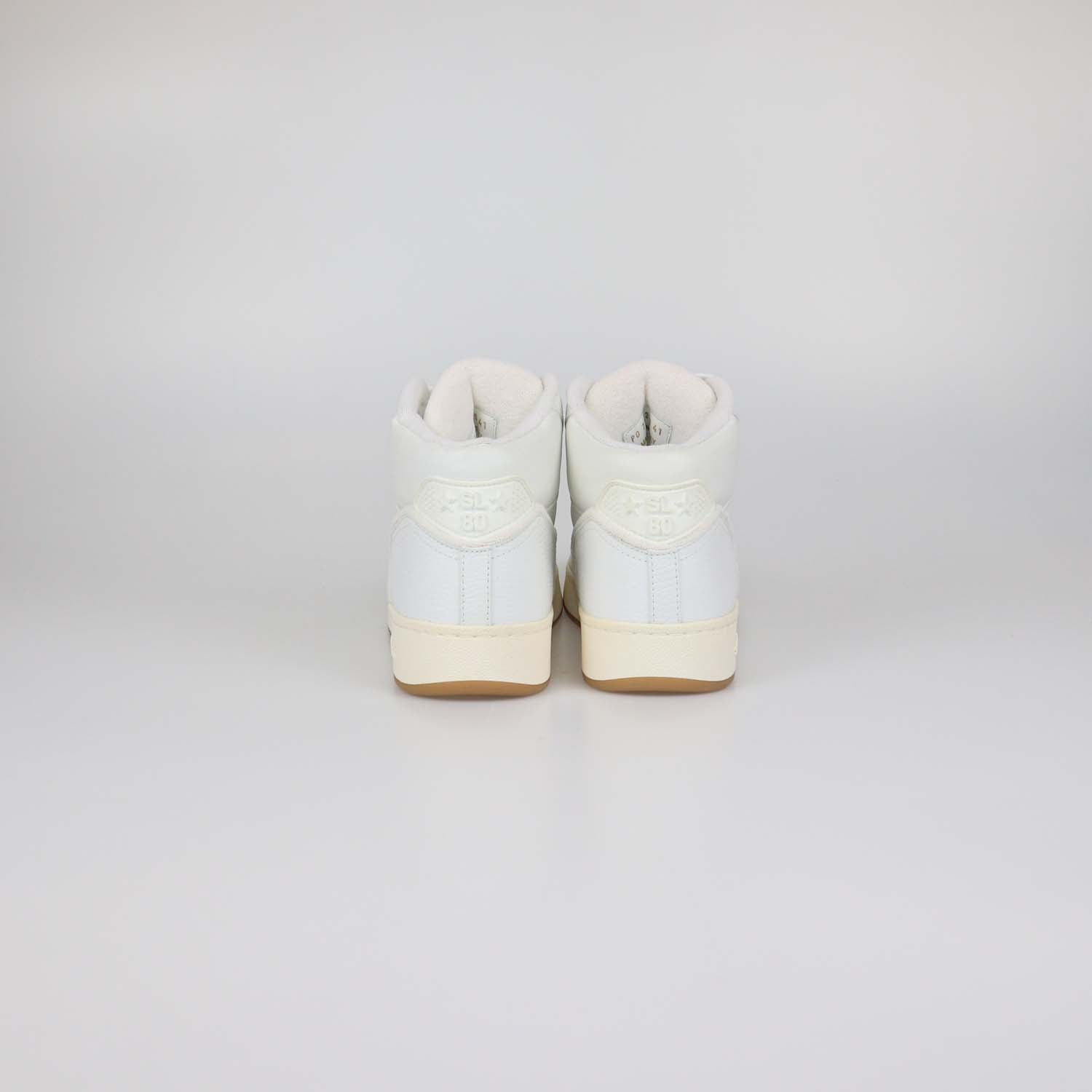 Saint Laurent White Leather and Fabric SL 80 High Top Sneakers
