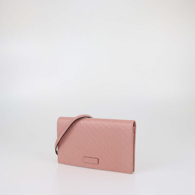 Gucci Old Rose Microguccissima Leather Wallet Crossbody Bag