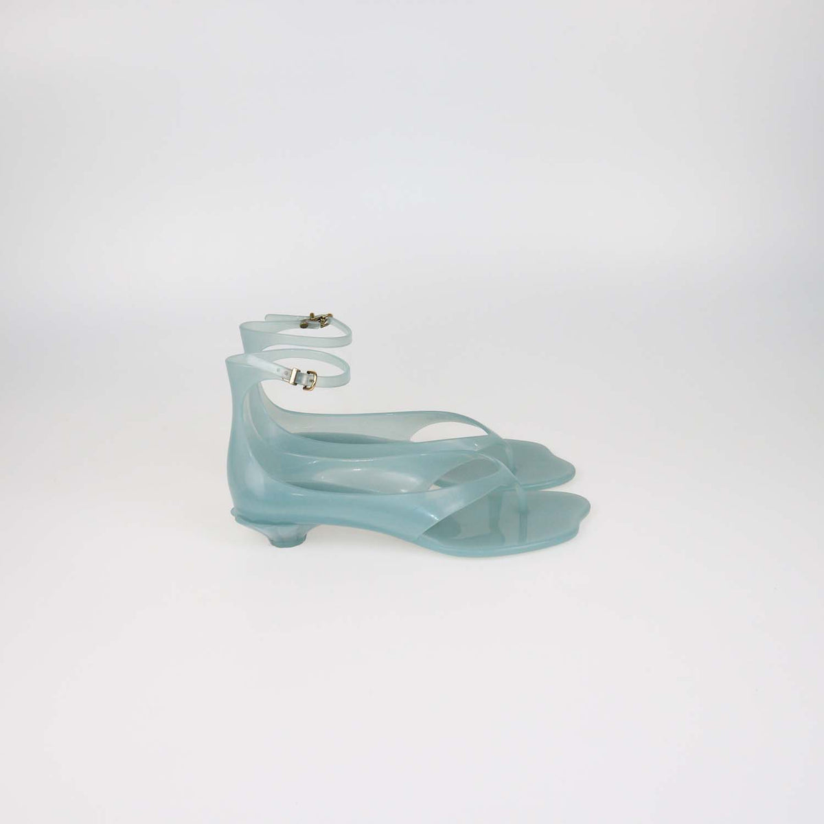 Chloe Blue TPU Jelly Ankle Strap Thong Sandals