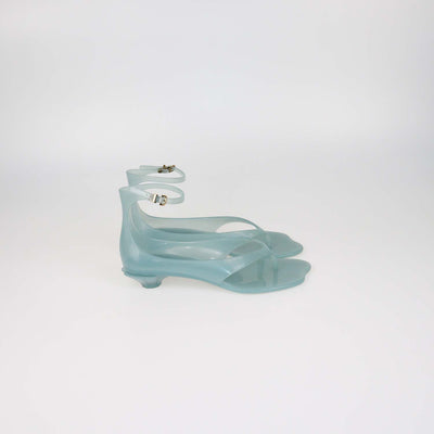Chloe Blue TPU Jelly Ankle Strap Thong Sandals