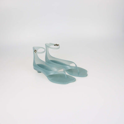 Chloe Blue TPU Jelly Ankle Strap Thong Sandals