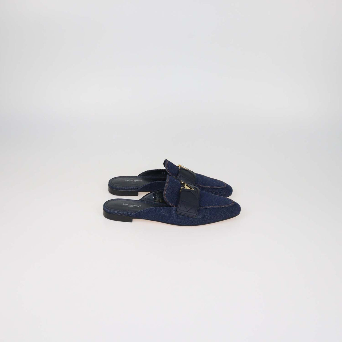 Louis Vuitton Dark Blue Denim LV Mare Open Back Mules