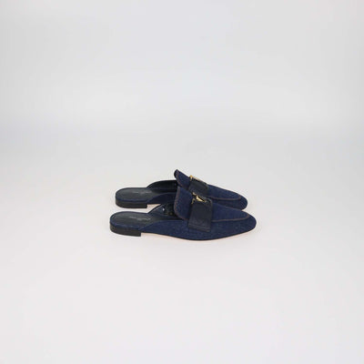Louis Vuitton Dark Blue Denim LV Mare Open Back Mules