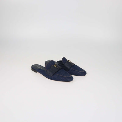 Louis Vuitton Dark Blue Denim LV Mare Open Back Mules