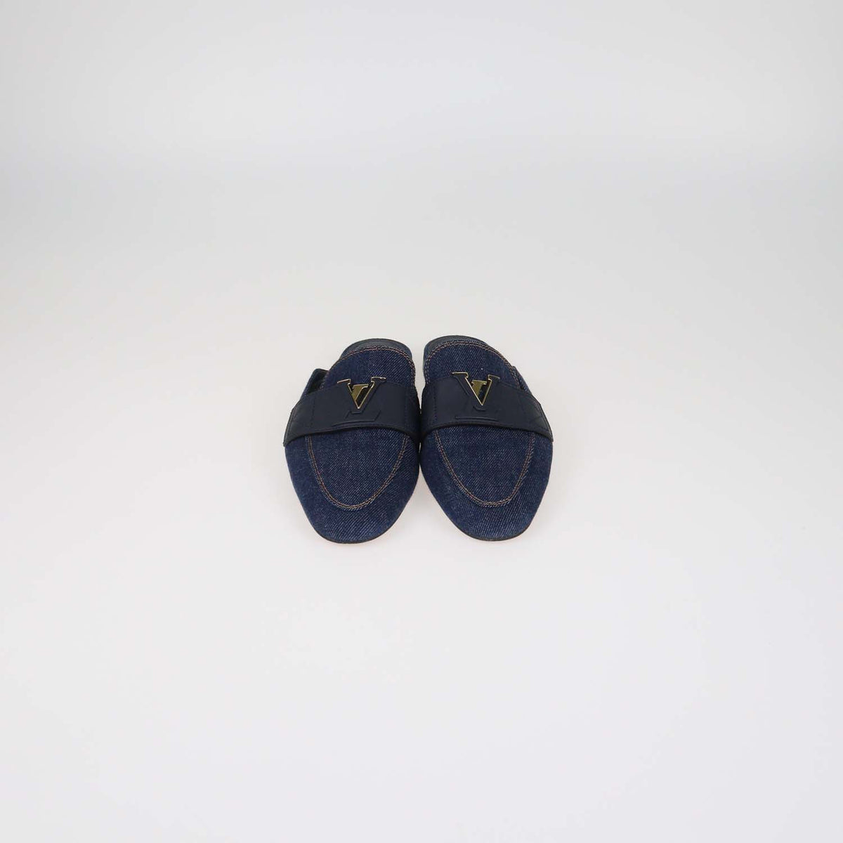 Louis Vuitton Dark Blue Denim LV Mare Open Back Mules