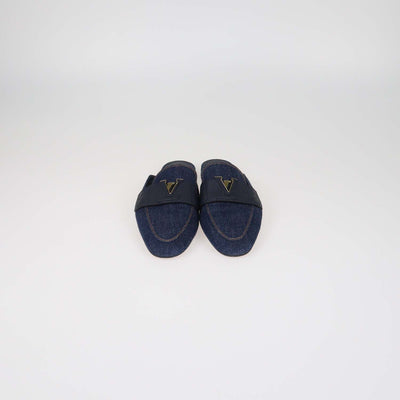 Louis Vuitton Dark Blue Denim LV Mare Open Back Mules