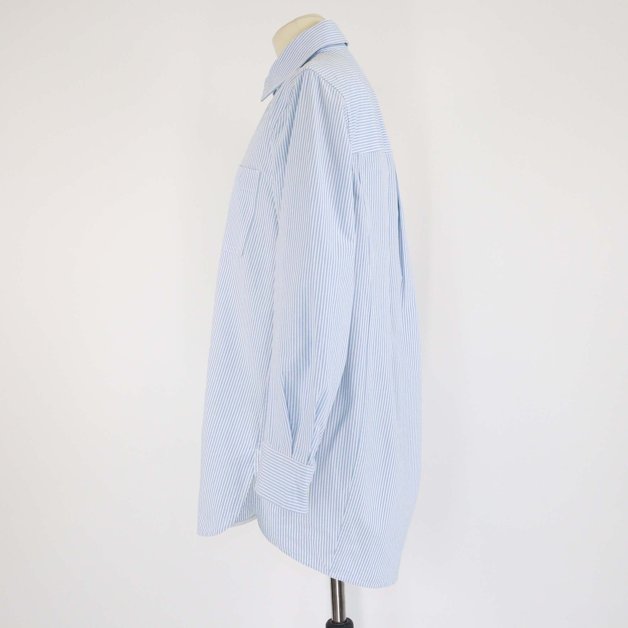 Bottega Veneta Blue/White Pin Stripe Long Sleeve Shirt Womens Bottega Veneta 