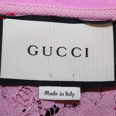 Gucci Black Cotton Lace Floral Embroidered Polo T-Shirt