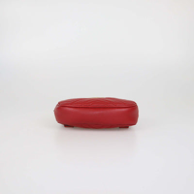 Gucci Red Matelasse Leather Mini GG Marmont Belt Bag