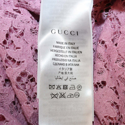 Gucci Black Cotton Lace Floral Embroidered Polo T-Shirt
