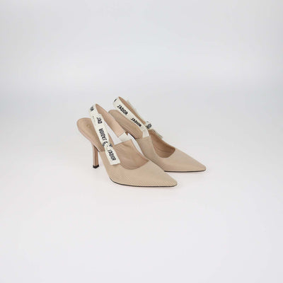 Christian Dior Nude Technical Fabric J'Adior Slingback Pumps