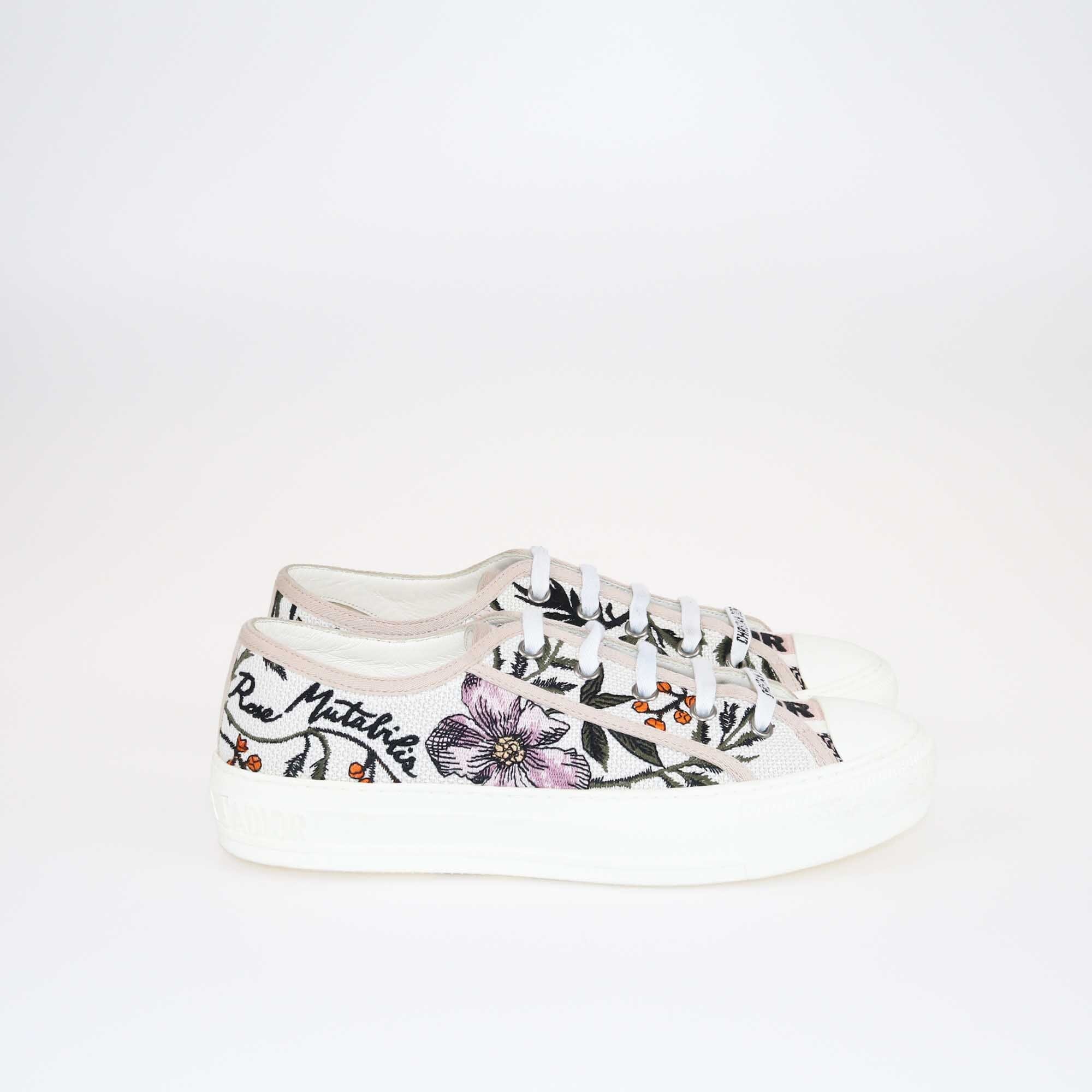 Dior Multicolor Floral Embroidered Walk'N'Dior Low Top Sneakers Shoes Christian Dior 