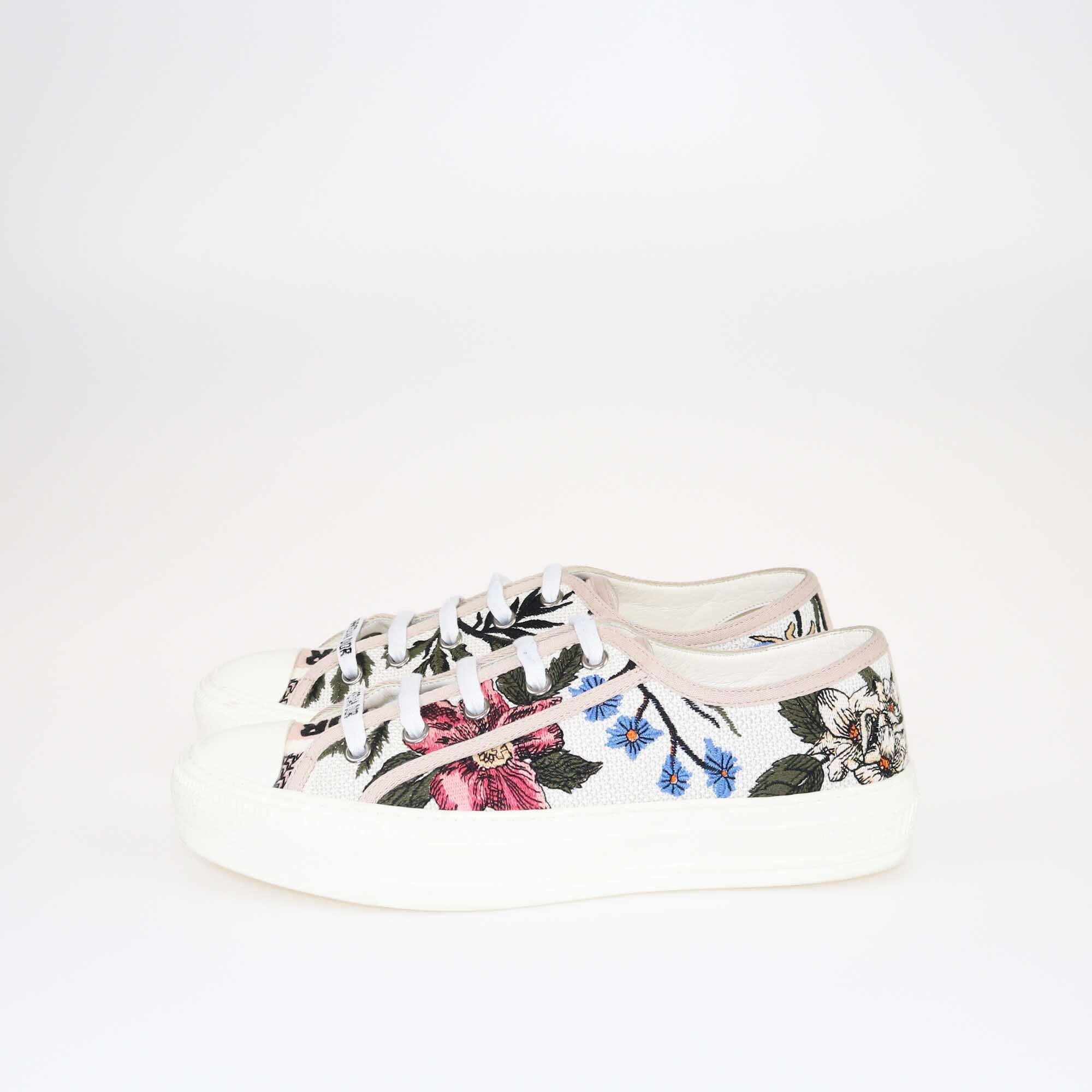 Dior Multicolor Floral Embroidered Walk'N'Dior Low Top Sneakers Shoes Christian Dior 