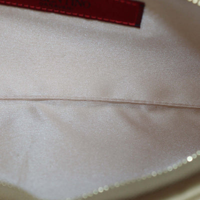 Valentino Metallic Beige Satin Pleated Bow Clutch