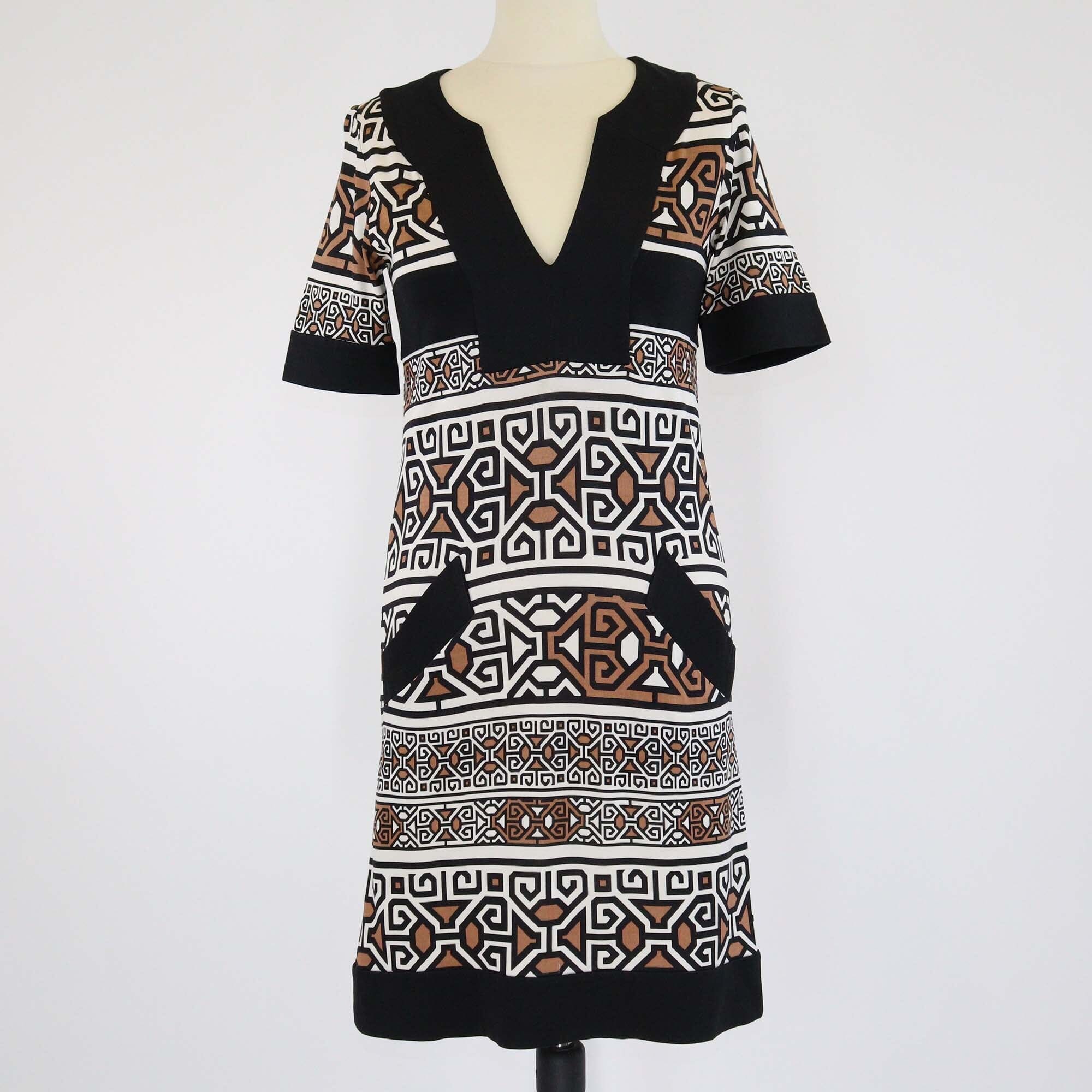 Diane Von Furstenberg Multicolor Printed V Neck Short Sleeve Mini Dress Womens Diane Von Furstenberg 