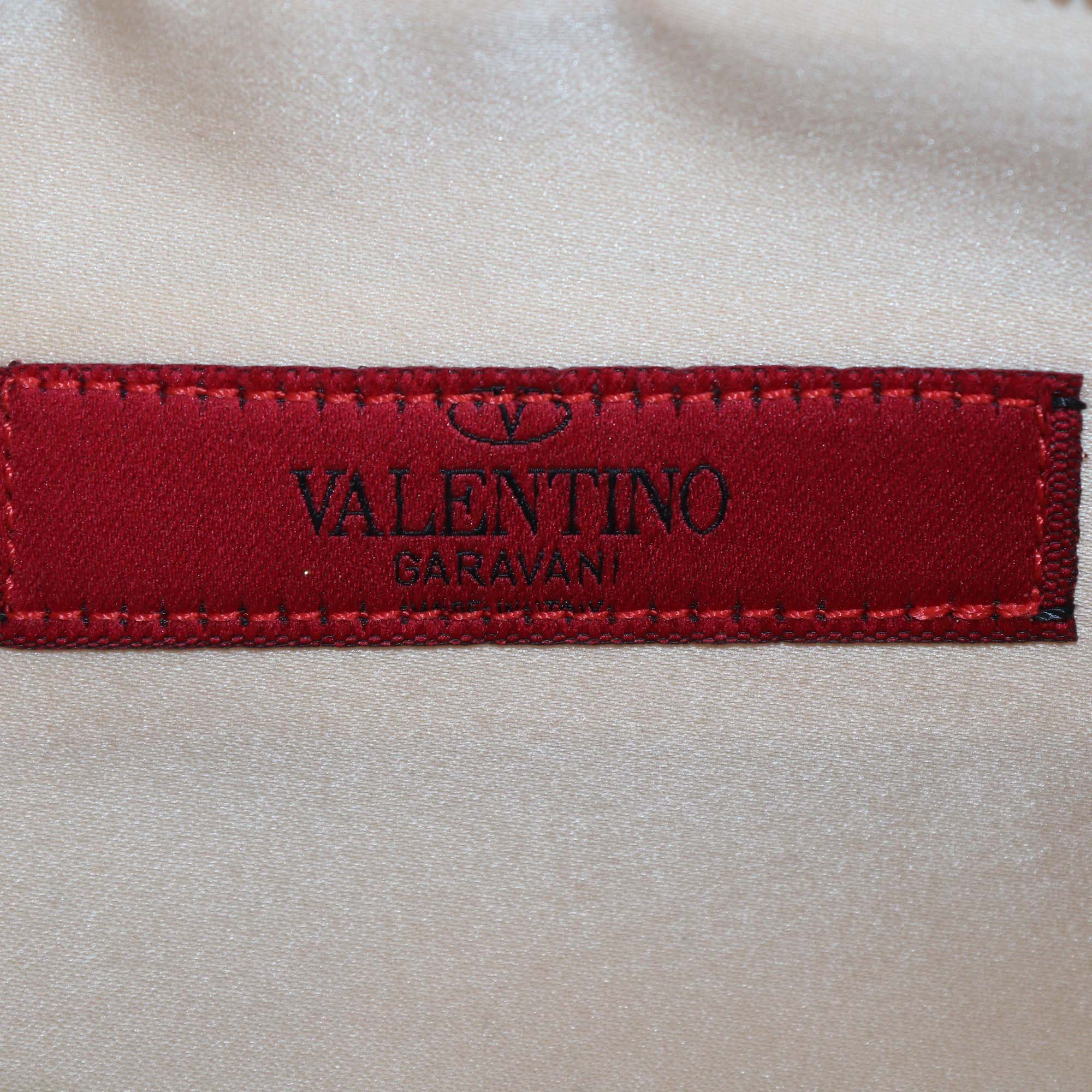 Valentino Metallic Beige Satin Pleated Bow Clutch
