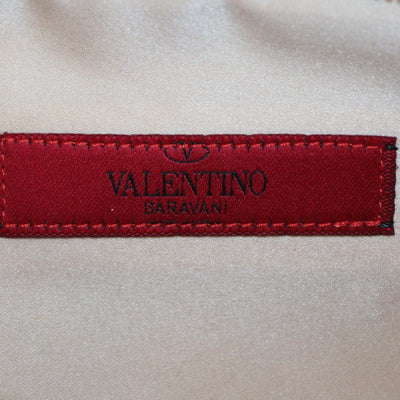 Valentino Metallic Beige Satin Pleated Bow Clutch