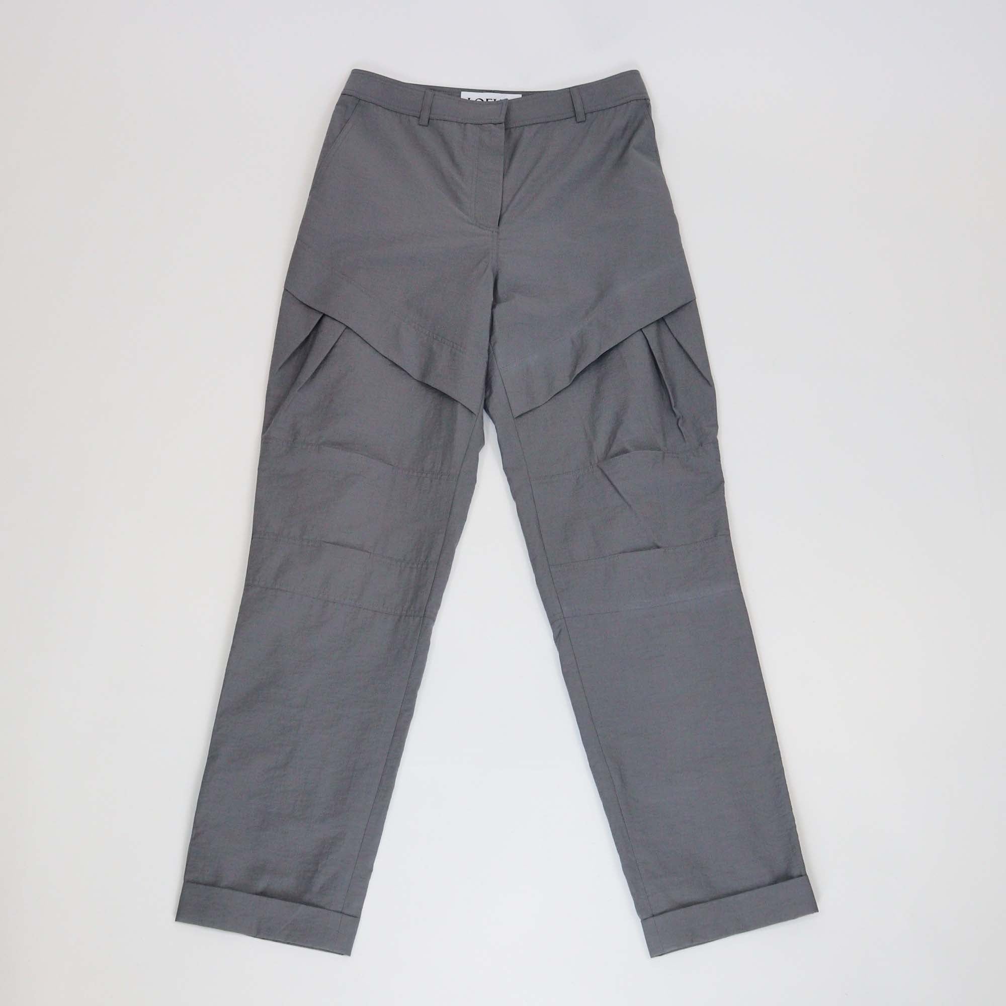 Loewe Grey Cotton Nylon Blend Pleated Pants