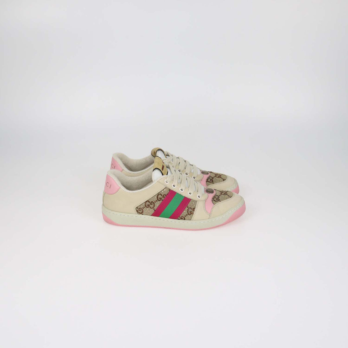 Gucci Multicolor Nubuck and Crystal GG Canvas Screener Sneakers