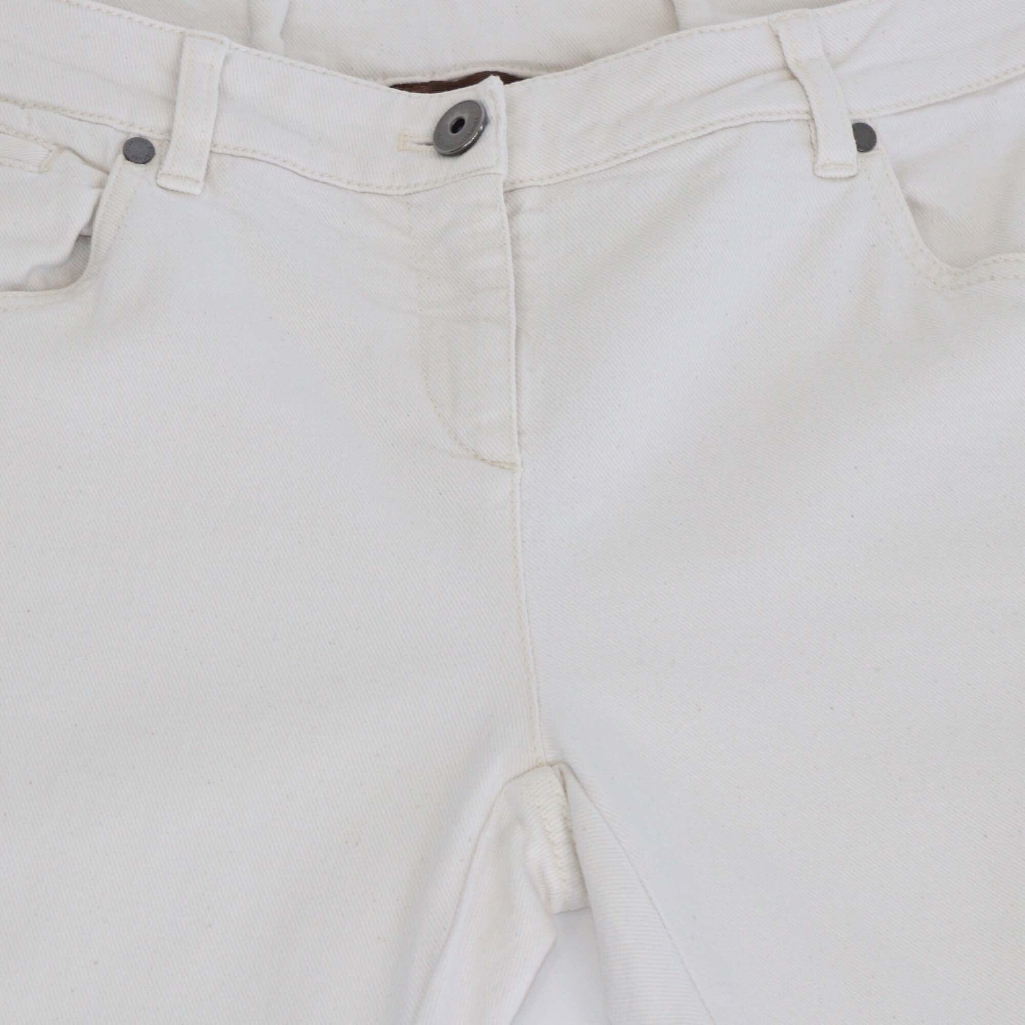 Brunello Cucinelli Cream Cropped Kick Flare Skinny Fit Capri Jeans Womens Brunello Cucinelli 