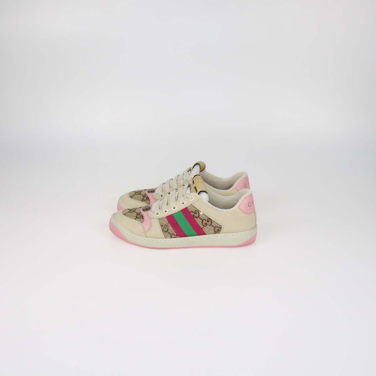 Gucci Multicolor Nubuck and Crystal GG Canvas Screener Sneakers