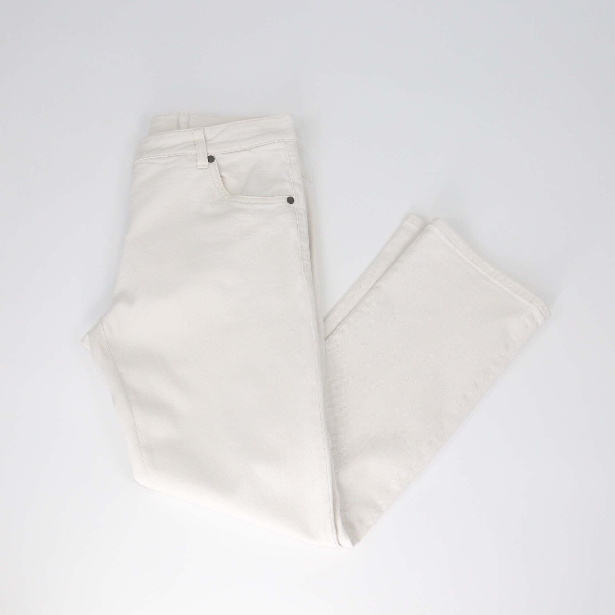 Brunello Cucinelli Cream Cropped Kick Flare Skinny Fit Capri Jeans Womens Brunello Cucinelli 