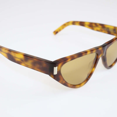 Saint Laurent Brown Tortoise Acetate Cat Eye Sunglasses