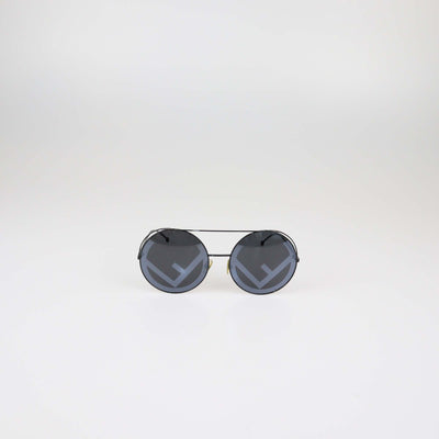 Fendi Black/Grey Zucca FF Fendirama Round Sunglasses