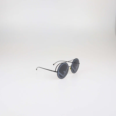 Fendi Black/Grey Zucca FF Fendirama Round Sunglasses
