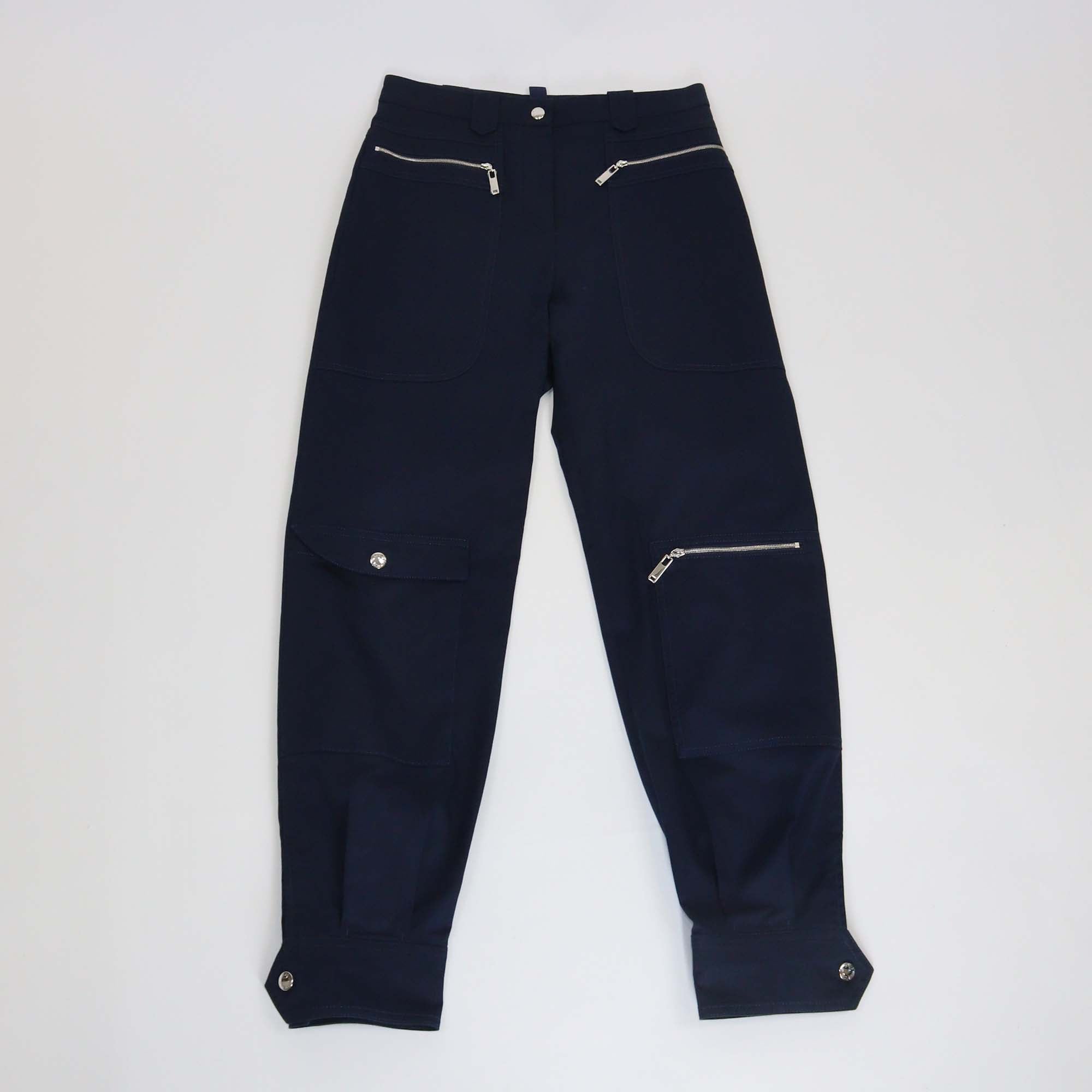 Louis Vuitton Navy Blue Cotton Blend Zip Cargo Pants