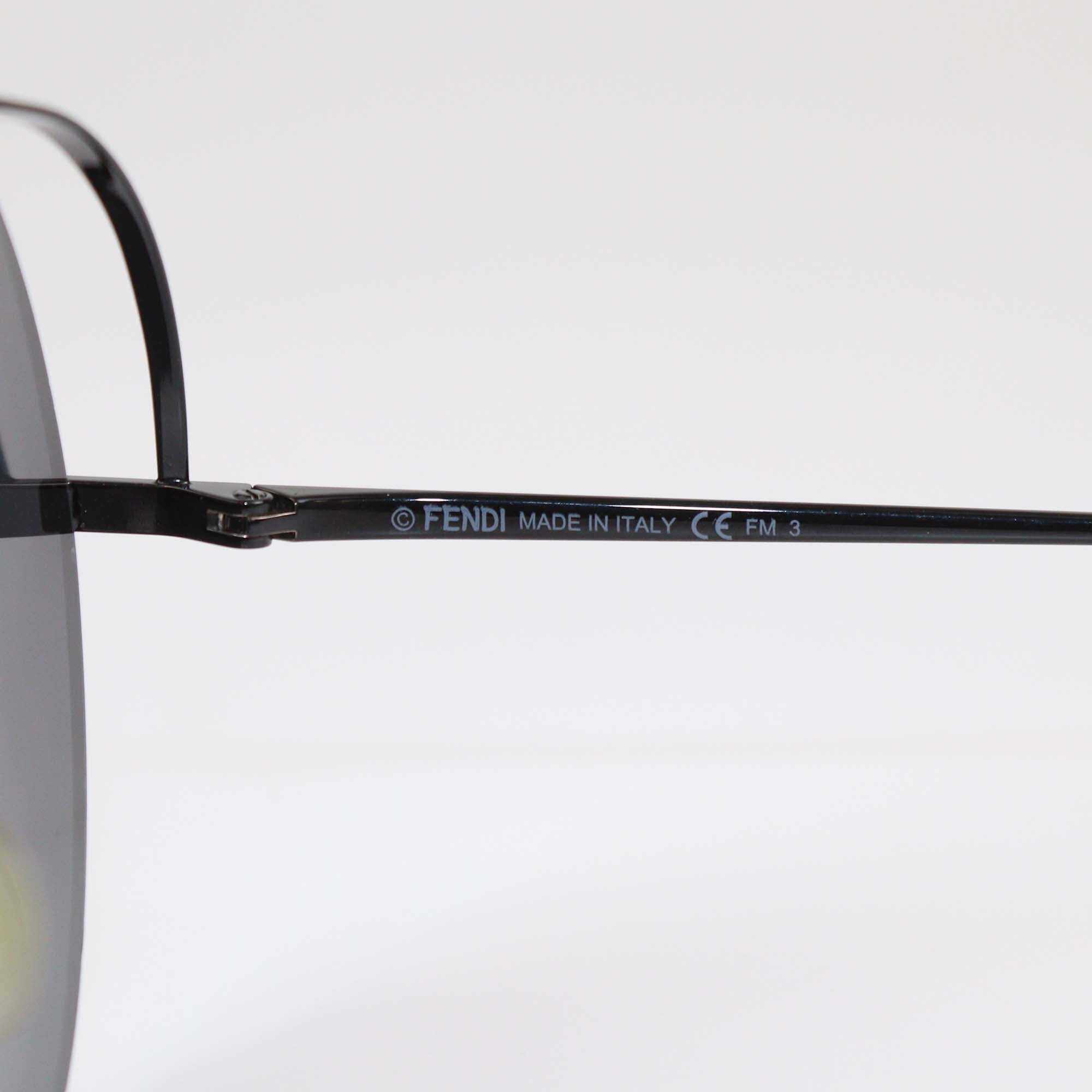 Fendi Black/Grey Zucca FF Fendirama Round Sunglasses