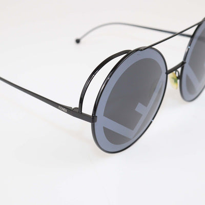 Fendi Black/Grey Zucca FF Fendirama Round Sunglasses