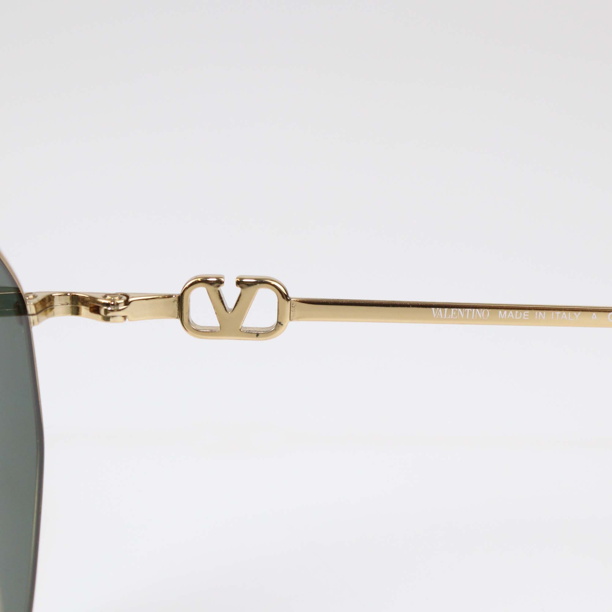 Valentino Grey/Gold Metal Octagonal Sunglasses