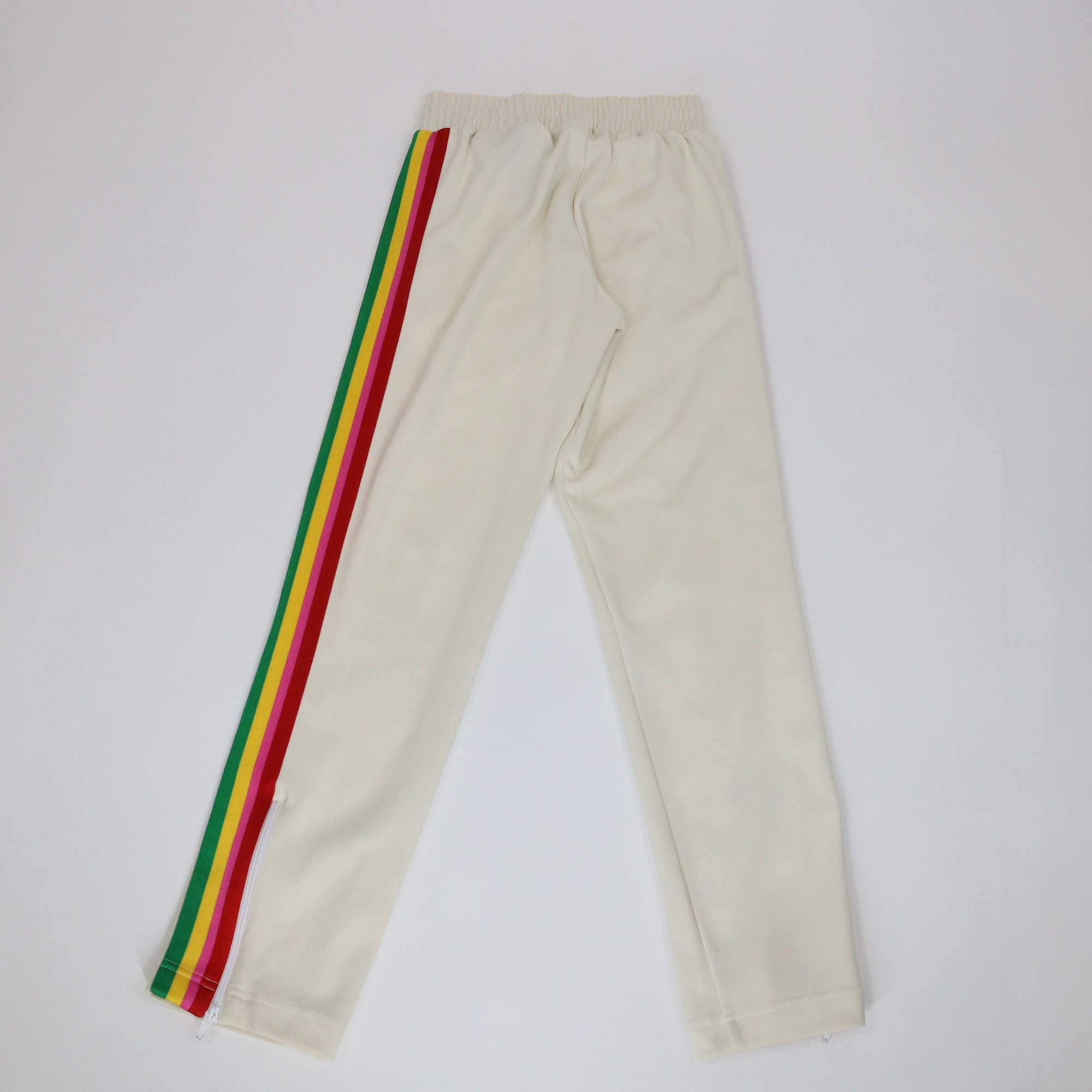 Palm Angels Cream Rainbow Side Stripe Detail Track Pants