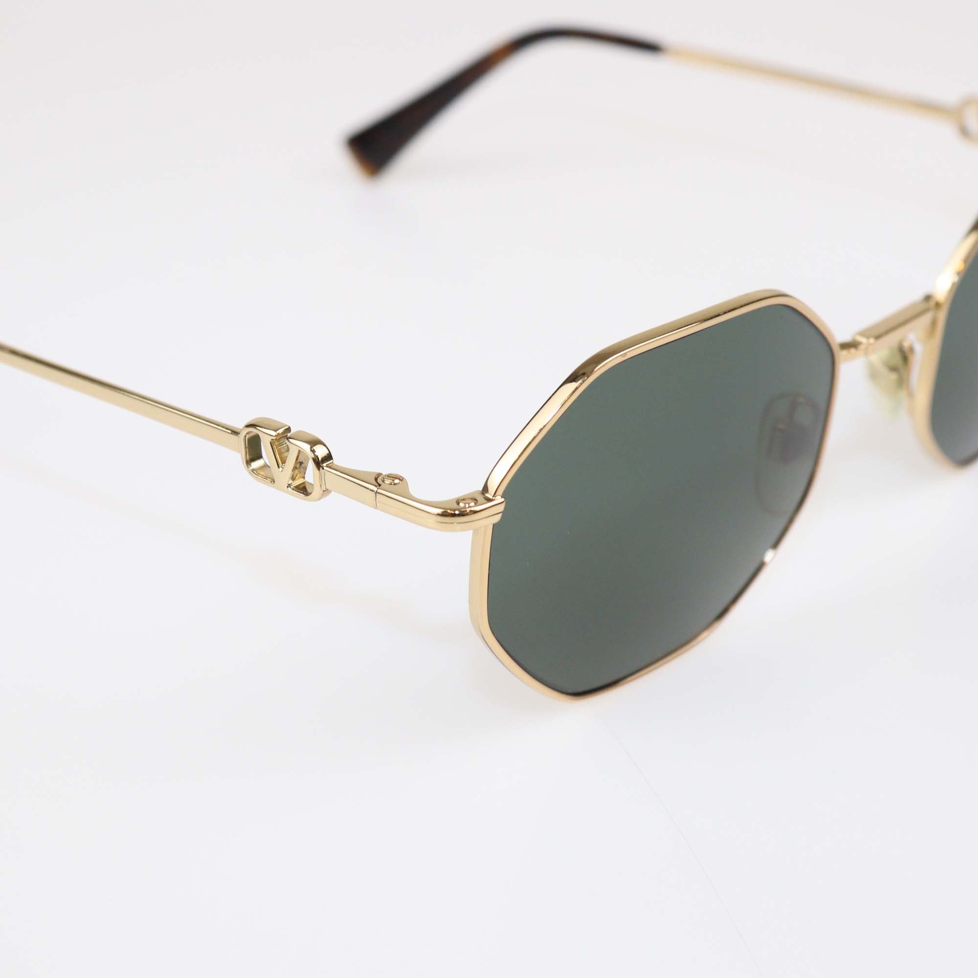 Valentino Grey/Gold Metal Octagonal Sunglasses