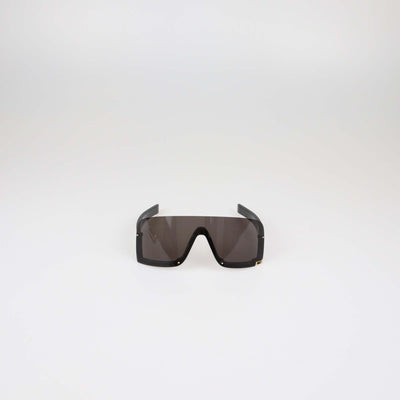 Gucci Black Irregular Injected Frame Shield Sunglasses