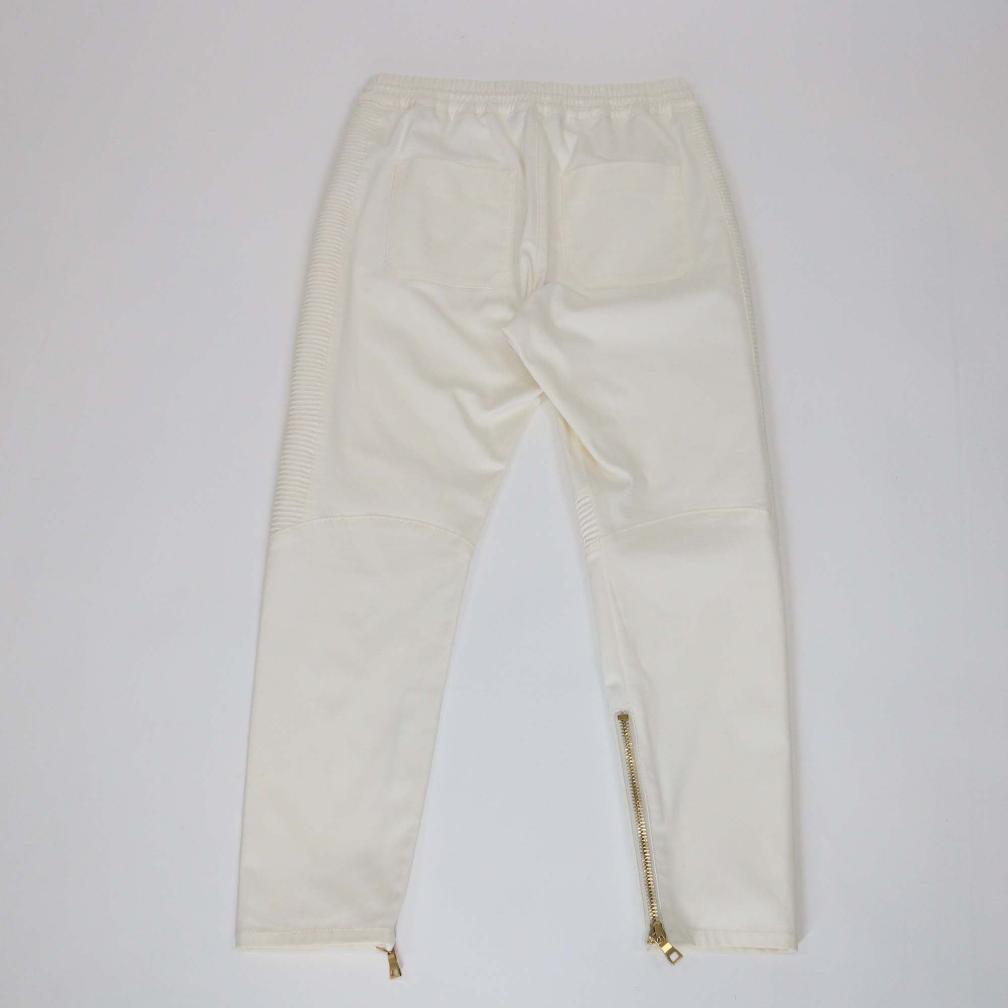 Balmain Cream Cotton Blend Knit Zip Detail Track Pants