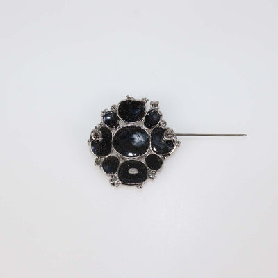 Chanel Black Metallic Gripoix And Crystal Pin Brooch