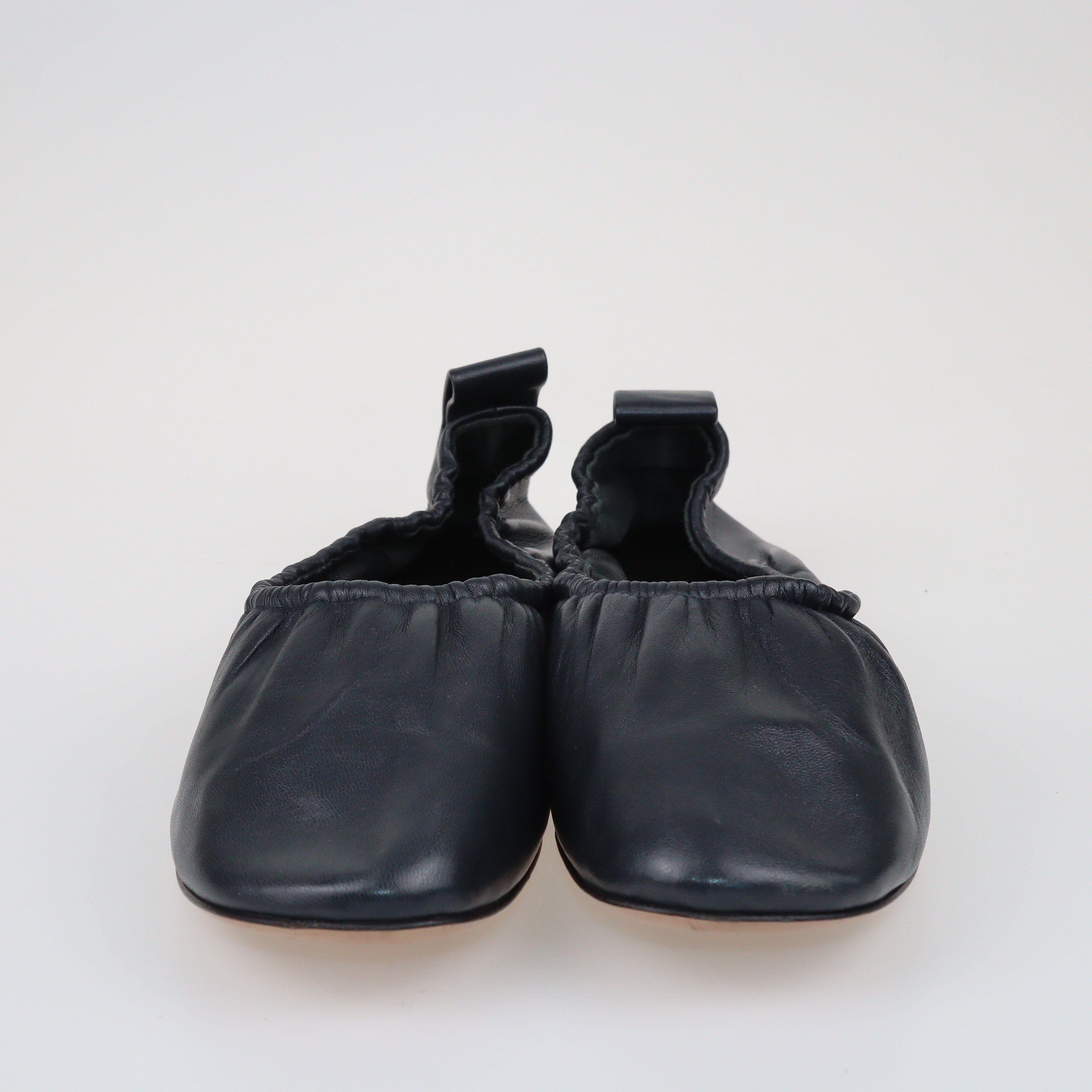 Black scrunch ballet online flats