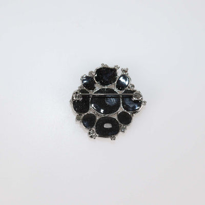 Chanel Black Metallic Gripoix And Crystal Pin Brooch