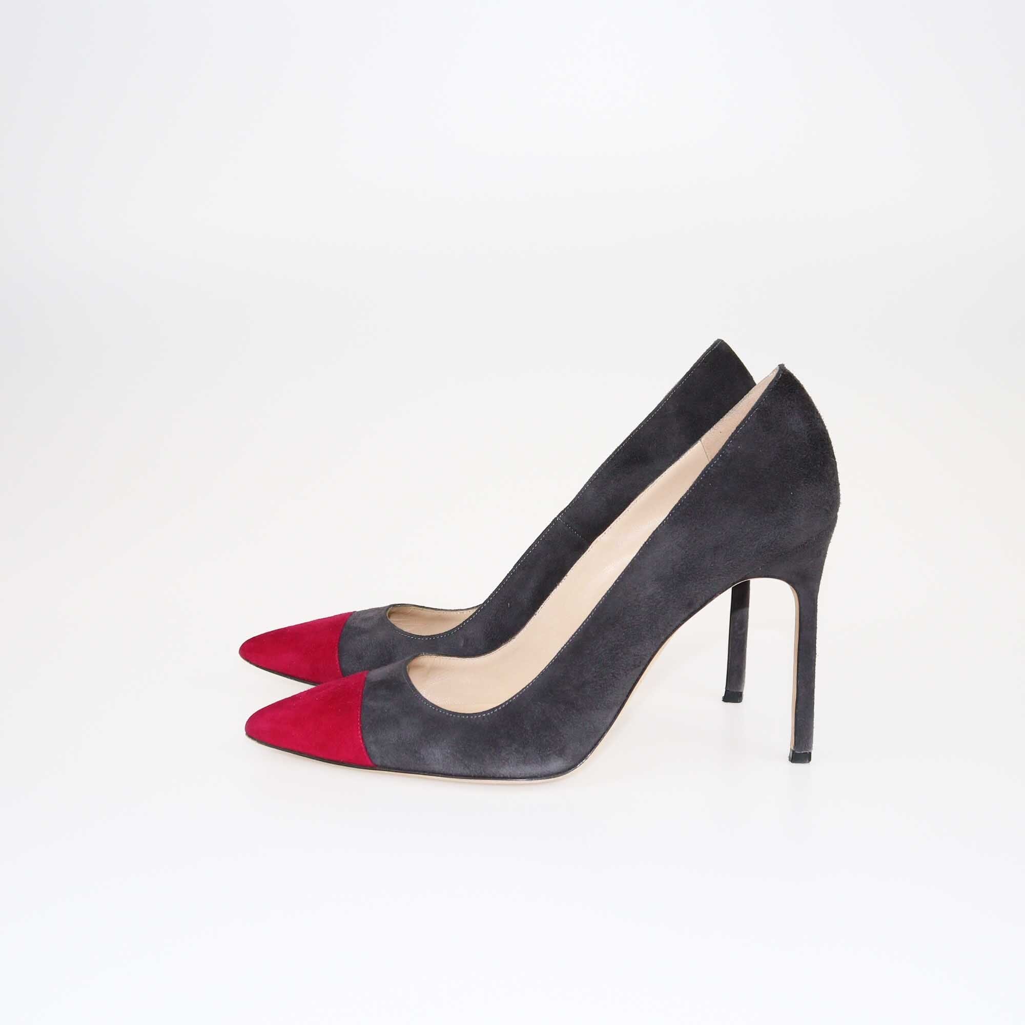 Manolo Blahnik Dark Grey/Magenta Bipunta Pointed Toe Pumps Shoes Manolo Blahnik 