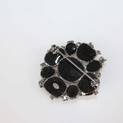 Chanel Black Metallic Gripoix And Crystal Pin Brooch